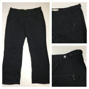 PH8 by Bebe Black Mixed Fabric Buckle Waist Zipper Pockets Cropped/Ankle Pant